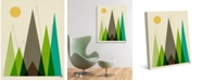 Creative Gallery Retro Mountains in Green 20" x 16" Canvas Wall Art Print